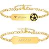 Vnox Bracciale Bambini Personalizzato Nome Battesimo Oro 18K | Bracciale bambini personalizzabile con nome o data, acciaio inox per uso quotidiano, lunghezza regolabile 12-17 cm