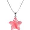 Vincent Paul COLLANA DONNA UOMO ARGENTO 925 STELLA QUARZO ROSA WATERMELON PIETRA NATURALE