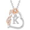 INFUSEU Collana Con Iniziale, Lettera A-z Alfabeto Capitale Multicolore Gioielli Doppio Cuore Collane Iniziali Cubic Zirconia Romantici Regali per Donne Ragazza Fidanzata