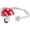 PACKOVE Anello a forma di fungo per ragazza, in argento, regolabile, divertente, per donne e ragazze, con grazioso fungo, semplice diamante, aperto, per ragazze adolescenti, lega, divisione unica