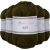 Utopia Crafts JOY DK, 5 gomitoli di filato acrilico da 50 g (250 g), lana per uncinetto e maglia, morbida lana per lavorare a maglia (verde oliva)