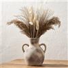 SIDUCAL Vaso da fiori rustico in ceramica con 2 manici, vaso in terracotta bianca imbiancata, fiori decorativi in ceramica per decorazione domestica, tavolo, soggiorno, scaffale, 18 cm, terra