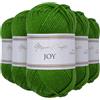 Utopia Crafts JOY DK, 5 gomitoli di filato acrilico da 50 g (250 g), lana per uncinetto e maglia, morbida lana per lavorare a maglia (verde erba)