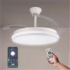 M mimotec - White Cami Ventilatore da Soffitto Retrattile con Luce LED CCT Ø107cm, Controllo via App e Telecomando, Silenzioso, 6 Velocità, Pale Pieghevoli, Timer e Funzione Estate/Inverno