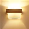 Toolight Applique da Parete Quadrata 12W Dimmerabile 3 Colore Legno Vetro | Lampada a Parete Vintage, Design Elegante, Paralume in Vetro, per Camera Letto, Soggiorno, Scala e Corridoio, Ampolla Inclusa