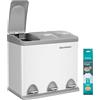 SONGMICS Cestino per Rifiuti da Cucina, Triplo in Acciaio, 3 x 8 L | Pattumiera Differenziata Piccolo Volume, Pedali e Secchi Interni, Bianco Opaco e Nero Inchiostro, Collezione ISLAND LTB24WT