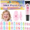 EBANKU Kit di 26 unghie finte per bambini, affascinanti unghie a pressione | Mini colla per bambini, unghie finte a mandorla, per bambine dai 7 ai 12 anni