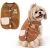 Ranphy Gilet per cani in pile con toppa a orso e bottoni automatici, per | Morbido pile felpato, pratica tasca, facile chiusura a scatto, relax interno e passeggiate con clima fresco