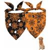 FIMWOLZ 2 Pezzi Bandana per Cane Halloween, Costume Halloween per Cane con Stampa Ragno, Accessorio Leggero e Regolabile, Sciarpa Triangolare per Festività Autunnali, Lavabile in Macchina