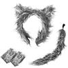 GWAWG Set di 3 accessori per costume da lupo, orecchie da animale, coda e guanti per cosplay, set cosplay per bambini, accessori per feste in maschera