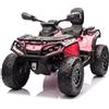 FINOOS Quad Electric Bambini 2 posti 24 V, Can-am Outlander, Auto elettrica Bambini 4 x 4, luci LED, 24 V, motori 4 x 200 W, batteria: 24 V, 7 Ah, ruote morbide in EVA (rosa)
