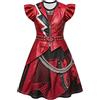 Chitoldeder Red Wicked Wonderland Princess Dress Girls 3D Stampa Abiti a maniche corte | Vestito da principessa con stampa 3D del film Wonderland Replica Design Principessa Maniche svolazzanti Gonna al ginocchio