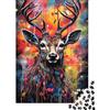1M6T7B2K Cervo Colorato Arte Puzzle 1000 Pezzi Puzzle per Adulti carta Animale Astratto Attività Familiare Relax Decorazione Casa Regalo 38x26cm/1000pcs