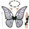 VgxRolq Set di 5 ali di fata per cosplay, ali di farfalla nere