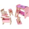 Joygoodta Mobili per casa delle bambole, mini set di mobili in legno con letto a castello, sedia, cavallo a dondolo e accessori per casa delle bambole per bambini dai 7 ai 14 anni