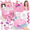 Charmofun Smalto Unghie Giochi Unicorno Bambina con Macchina Asciugasmalto | 53 Pezzi Valigetta Trucchi e Bijoux per Bambina, Giochi per Unghie, Atossico e Lavabile, Regalo 3 4 5 6 7 8 9 10 Anni