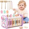 VITOACE Giochi Montessori 1 Anno | 7 in 1 Strumenti Musicali Bambini Xilofono, gioco di pesca magnetico, Acchiappa La Talpa, Regali bambine 1 2 3 Anno