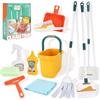 UBBOY Set di Pulizia Bambini Giocattoli,Set di Giocattoli per la Pulizia | Include Mocio,Scopa,Spazzola,Gioco di ruolo di pulizia domestica,Giocattoli educativi per bambini 3 4 5 6 anni
