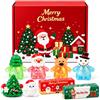 HUQINXIN Set 8 Pezzi Squishy di Natale, Decorazione Natalizia Giocattolo Antistress, Scatola Regalo per Natale, Riempimento Calendario dell'Avvento, Regalo per Feste