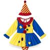 Lito Angels Costume da Clown Bimba Pagliaccetto Carnevale, 0-18 Mesi | Bottoni al Cavallo, Festa di Halloween, Costume Arlecchino Giullare del Circo con Cappello, Primo Compleanno, Gioco di Ruolo