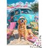 1M6T7B2K Golden Retriever sulla Spiaggia Puzzle 1000 Pezzi Carta per Adulti Scena Vacanza Estiva Puzzle per Famiglia Relax Decorazione Casa Regalo 38x26cm/1000pcs