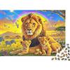 6N2X9A4S Famiglia di leoni africani Puzzle 1000 Pezzi Carta per Adulti Paesaggio della savana Puzzle per Famiglia Relax Decorazione casa Regalo 38x26cm/1000pcs