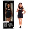 Barbie Signature - Barbie Basics Modello 05, bambola da collezione con capelli castani, mini abito nero e tacchi, vestibilità universale, corpo curvy snodato e testa intercambiabile, 6+ anni, JBH73