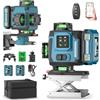 Kevsuvqin Livella Laser Autolivellante 360, 16 Linee Laser Verde, APP | Livella Laser con 2x4800mAh Batterie & Indicatore LED, IP54 Impermeabile/Telecomando per Edilizia,Ristrutturazioni d'interni
