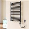 Mai & Mai Radiatore da Bagno 100x50cm con Elemento Riscaldante 600W, Nero | Riscaldatore Asciugamani Elettrico WiFi, Radiatore 2-in-1, IP44, Acciaio SPCC per Bagno