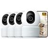 Anona 4K Telecamera WIFI Interno,Videocamera Sorveglianza Animali/Cani, 4Pz | 360° PTZ, Wi-Fi 6 2,4/5G, Auto-Tracking, Rilevamento AI Persone/Animali/Bambino Pianto, Modalità Privacy, Audio Bidirezionale