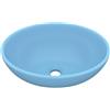 Goldonion Lavabo Ovale Ceramica Azzurro Opaco 40x33 cm per Bagno | Ceramica artistica, installazione su piano, foro 4,5 cm, uso versatile, design moderno
