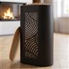 CASABEL Contenitore Pellet & Granuli, Livello Visibile, 15kg, Motivo Zen | Porta Pellet di design in Metallo Nero con Coperchio Bambù, Stoccaggio Pellet per Stufa, Grande Capacità, Compatto e Durevole