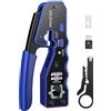 Proster Pinza Crimpatrice RJ45 Professionale Pass Through Multifunzione Spelafili per Cavo Rete per Connettori Strumento Crimpatura per RJ45 CAT5 CAT6/CAT6A RJ45 Kit Crimper Ethernet