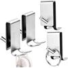 Gusmigus 4 Ganci per Porta Doccia in Vetro, Porta Asciugamani Doppio Lato in Acciaio Inox, Ganci Doccia Accappatoio con Pad EVA, Senza Foratura per Vetri 5-10 mm, Argento