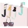 KASESSS 4 ganci sopra porta, motivo gatto, ganci robusti senza perforazione, per porte camera da letto, bagno, armadio