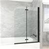 T&K Parete doccia per vasca da bagno, 100 x 140 cm, nero, 2 pezzi, pieghevole, in vetro di sicurezza temperato da 5 mm, su entrambi i lati, facile da pulire
