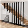 T-ZBDZ Corrimano per Scale in Metallo Ferro Interne, Ringhiera per Scale Esterne a forma di L, Parapetto per Gradini Corridoio Terrazza Balcone, Nero, 120CM