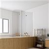 Peviasot Pannello doccia per vasca da bagno, 120 x 140 cm, 3 pezzi, pieghevole, argento trasparente, in vetro di sicurezza ESG da 6 mm, accessorio per vasca da bagno, moderno paraspruzzi, flessibile e
