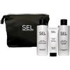 SEL Set Skincare Viso - Latte Detergente 200 ml + Tonico Esfoliante 200ml + Scrub Rigenerante 50 ml + Pochette