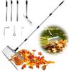 Editbar Rastrello da giardino, 53 - 160 cm, regolabile, con 21 denti, 40 cm, in metallo, con manico ergonomico, rastrello da giardino e raccoglifoglie per foglie, prato, cortile, arbusti