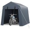 Garvee Garage portatile da esterno 6x8 ft (183x244 cm) - Telo PE 240g impermeabile anti-UV - Telaio in acciaio - 2 porte avvolgibili con zip e prese d'aria - Per moto/bici/attrezzi/legna - Gray