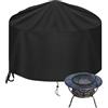 Raweao Copertura Impermeabile per Braciere Rotondo 90x60cm, Upgraded 420D Oxford Grande Copertura per Pozzo del Fuoco da Giardino Copri Barbecue Telo Protettivo BBQ Impermeabile, Nero