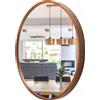 PIKA STOLARNIA PIKA Specchio da bagno rotondo - Specchio da parete con cornice in legno (∅70 cm) - Specchio rotondo in legno di noce - per bagno, ingresso, soggiorno, camera da letto