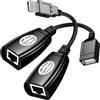 Lustrens Prolungatore USB tramite cavo Cat6, confezione da 2 pezzi, adattatore USB 2.0 a RJ45 per laptop e stampanti
