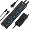 Lustrens Hub USB alimentato, 10 Gbps, 16 porte, 96 W, USB 3.2, colore nero