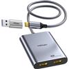 Lustrens Divisore USB-C e USB 3.0 con doppia uscita HDMI - Adattatore per due monitor, risoluzione 4K a 60Hz