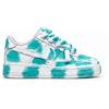 Nike Air Force 1 Custom White Rope Laces Effetto Sporco Spuorc Verde Acqua Teal Paint Grigi