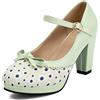 Generisch Scarpe da ballo eleganti da donna, con plateau e tacco alto, con fiocco e tacco a blocco, punta chiusa, Mary Jane, a pois, per matrimoni, Oktoberfest e feste