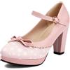 Generisch Scarpe da ballo eleganti da donna, con plateau e tacco alto, con fiocco e tacco a blocco, punta chiusa, Mary Jane, a pois, per matrimoni, Oktoberfest e feste