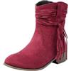 Generico Stivaletti Larghi da Donna con Tacco, Cerniera Laterale, A metà Polpaccio, Stivali Bassi. S Bianche Scarpe Eleganti Invernali Tronchetti Primaverili Boots Estive Tronchetto Primavera